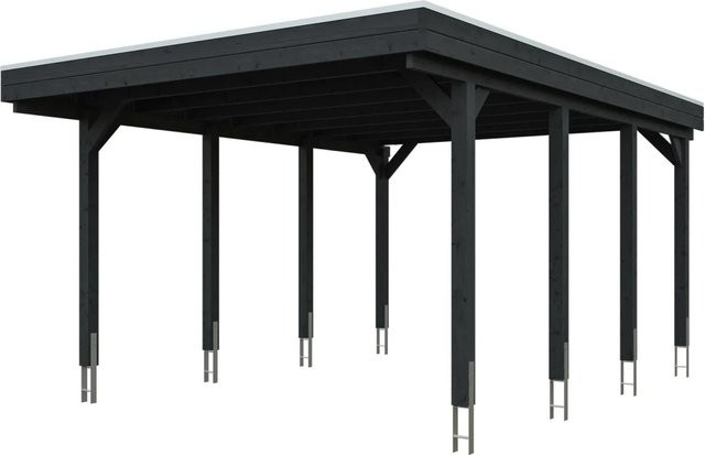 Skan Holz Carport Friesland aus Fichte mit Stahl-Dachplatten in Anthrazit und Schwarz, B: 402 cm, T: 555 cm - Bild 4