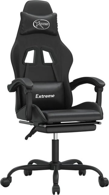 vidaXL Gaming-Stuhl in Schwarz aus Kunstleder mit Fußstütze, Kopfstütze und 360-Grad-Drehfunktion - Bild 1