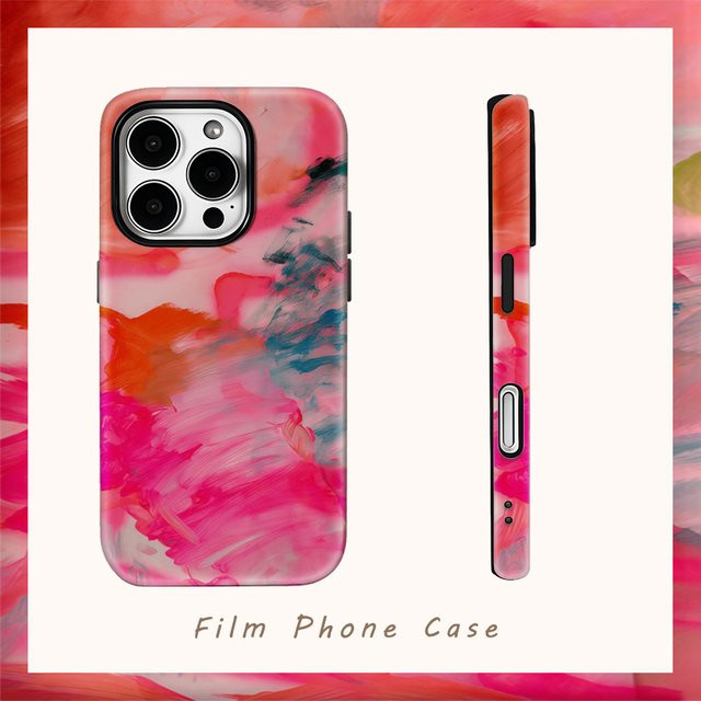 Potdemiel Handyhülle mit rosa abstraktem Wirbel-Design für iPhone 11 bis iPhone 17 Pro Max Plus mit doppellagiger Rückseite - Bild 1
