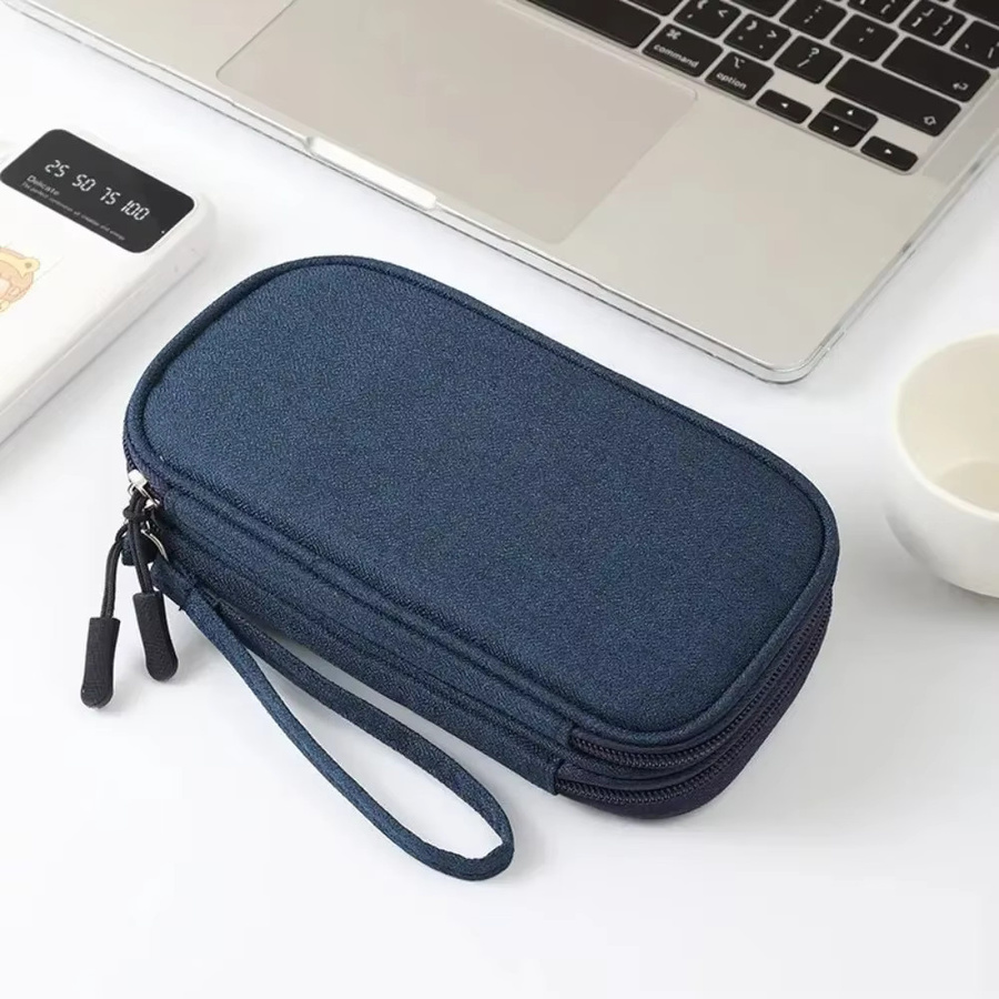 XMSJ Tragbare Elektronik-Organizer-Reisetasche in Blau, wasserdichte doppellagige Tasche für digitales Zubehör, Kabel und Powerbanks - Bild 5