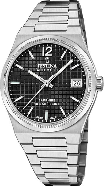 Festina Damenuhr Automatik, Edelstahl, Schwarz, 35 mm, 10 ATM - Bild 1