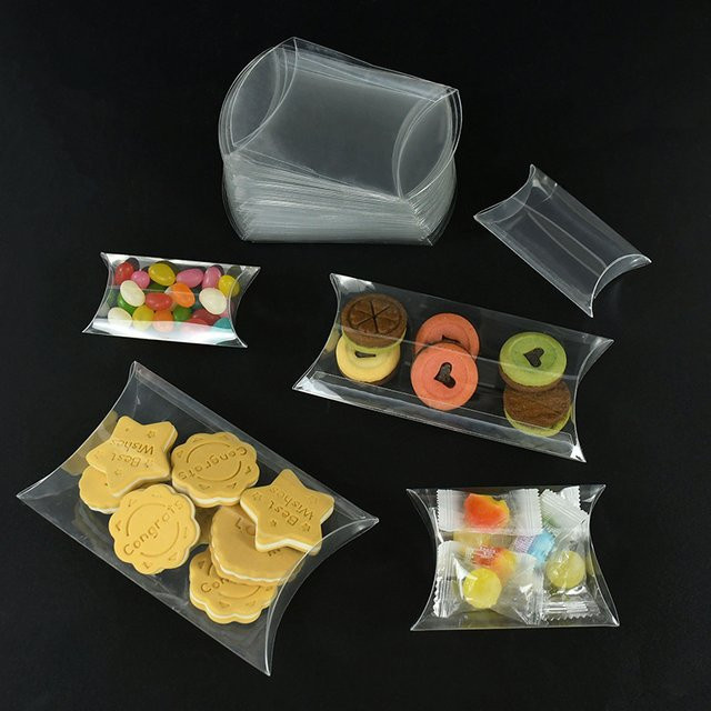 10er Set transparente Kissenform Geschenkboxen aus PVC für Süßigkeiten und Snacks zur Dekoration von Hochzeiten, Geburtstagen oder Partys - Bild 1