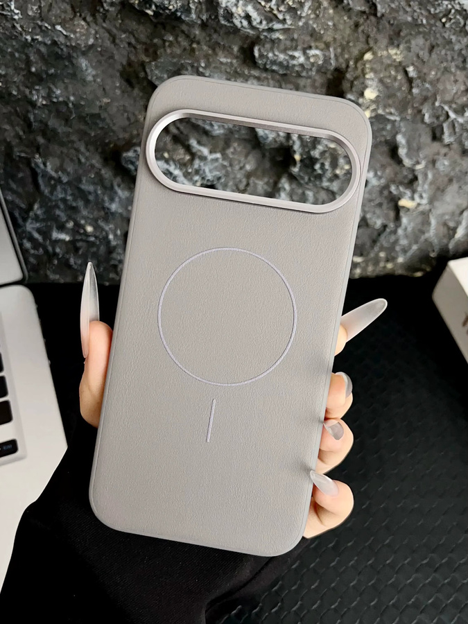 2in1 Business Leder Schutzhülle mit MagSafe Magnet für Google Pixel 10, 10 Pro und 10 Pro XL in Schwarz oder Grau mit Metall Kameraobjektiv Rahmen und matter PC Abdeckung - Bild 3