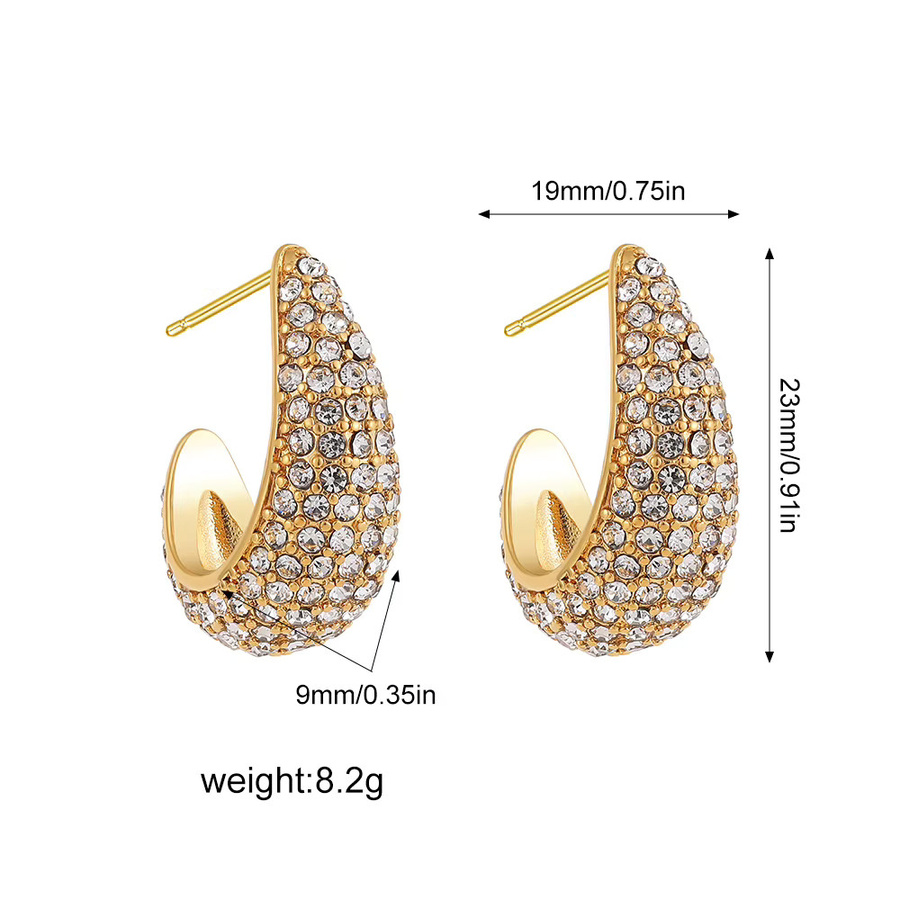 amofa Ohrringe C-förmig, Strass, Edelstahl, Damen - Bild 3