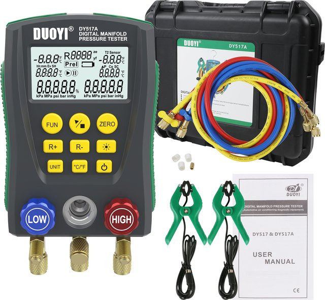 DUOYI Digitales Vakuum-Druckmanometer-Tester-Kit DY517A für HVAC-Systeme und Klimaanlagen in Schwarz - Bild 1