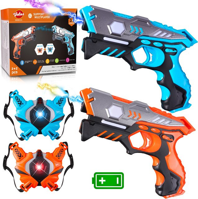 VATOS Infrarot-Laser-Tag-Pistolen-Set mit Westen, ab 3 Jahre - Bild 1
