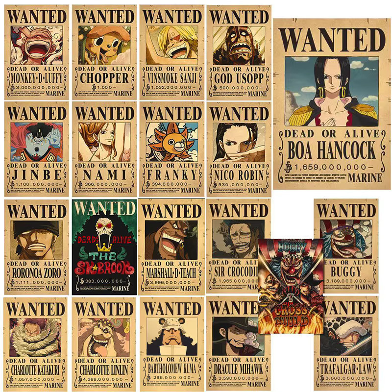 Bandai One Piece Wanted Poster Aufkleber, 56-teiliges Set, bunt - Bild 2
