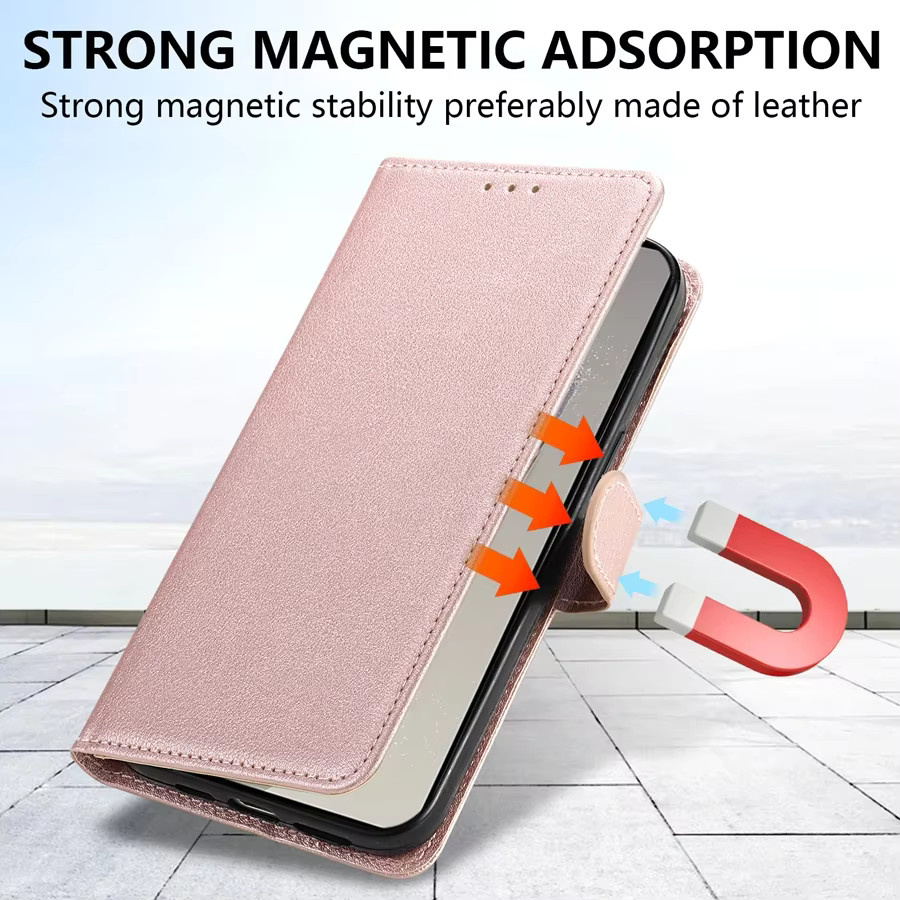 Magnetische Flip-Ledertasche mit Kartensteckplatz für Samsung Galaxy S25 FE S24 Ultra S23 S22 S21 S20 FE S10 Plus S9 in Schwarz und Pink - Bild 2