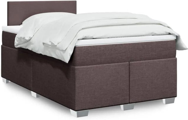 vidaXL Boxspringbett Dunkelbraun mit Matratze und USB-Ladeport sowie Unterbettbeleuchtung B/T: 120 x 200 cm - Bild 1