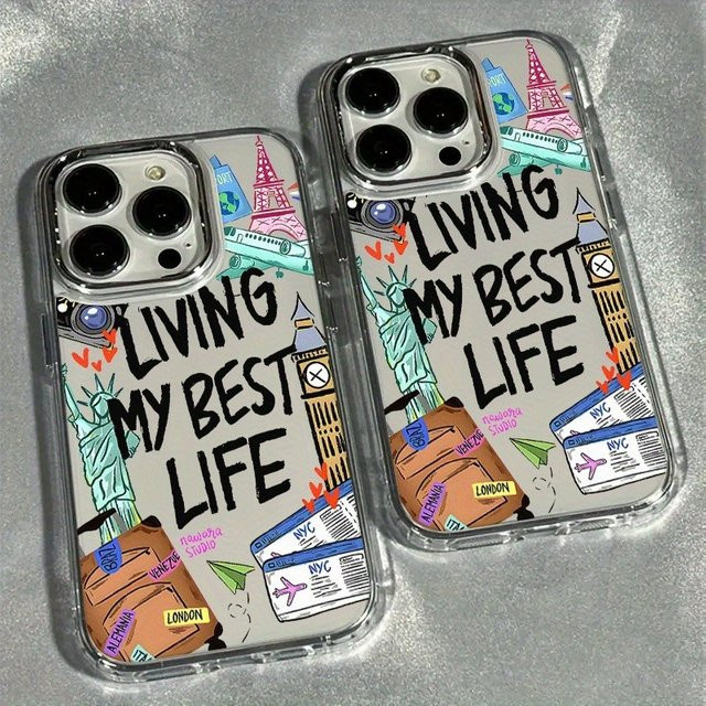 Transparente Handyhülle mit Cartoon-New-York-Aufdruck für iPhone 17 16 15 14 13 12 11 Pro Max Plus, stoßdämpfend und rutschfest - Bild 1