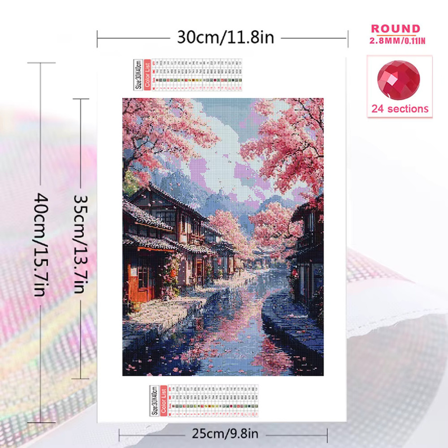 Momoart DIY Diamant-Stickerei Set Landschafts-Mosaik mit Fluss in Multicolour, B/H: 30 x 20 cm - Bild 2