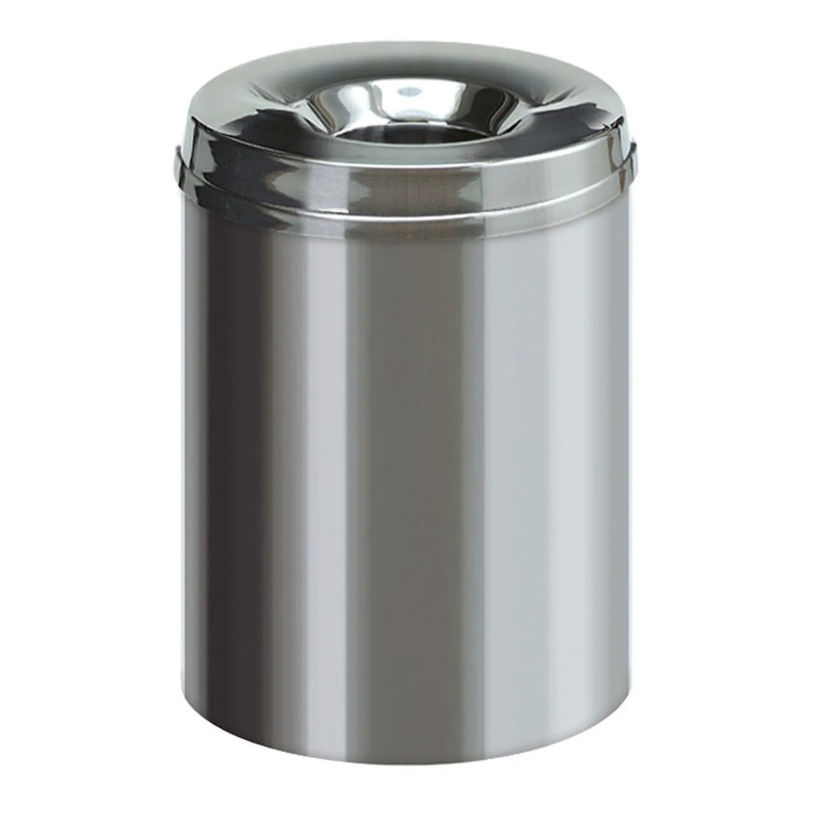 PROREGAL Selbstlöschender Papierkorb und Abfallsammler aus Edelstahl in Silber, Volumen: 15 Liter, H x Ø: 36 x 25,5 cm - Bild 2
