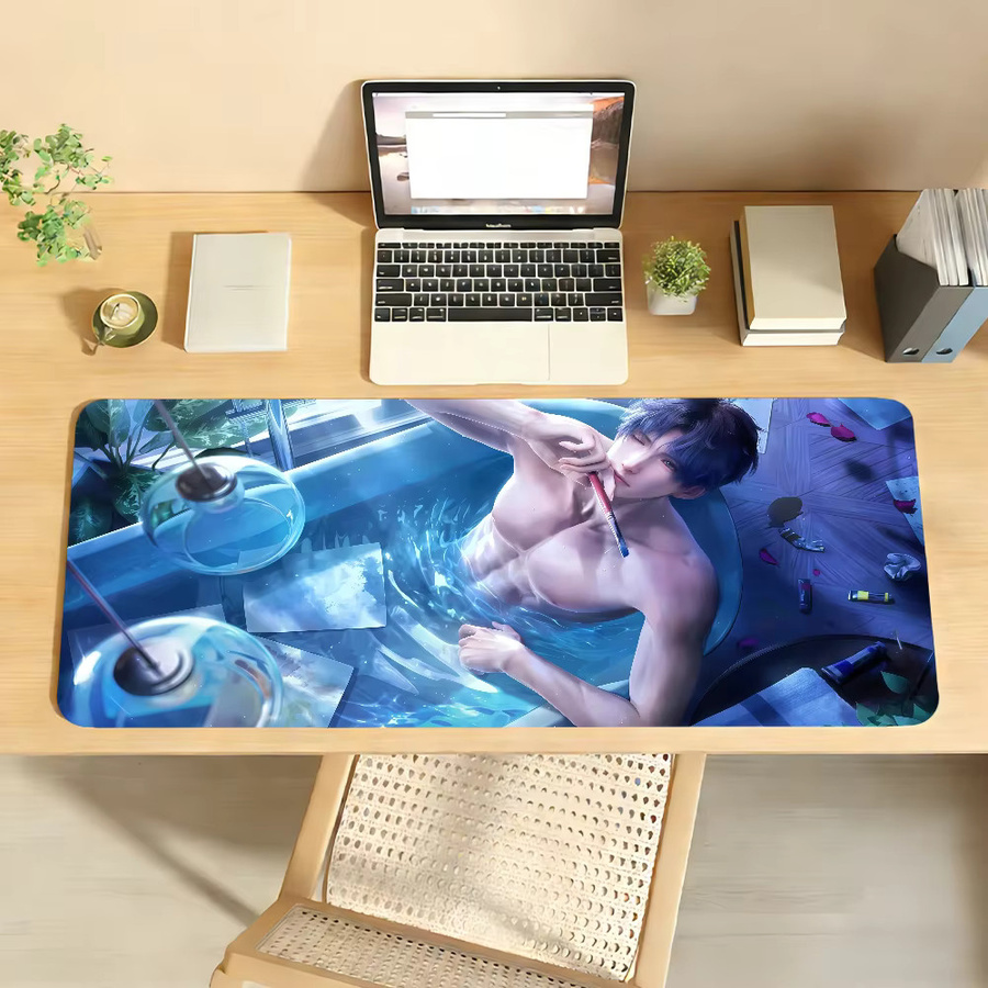 Game Love And Deepspace Rafayel Mauspad in Blau, rutschfeste und verdickte Gaming-Schreibtischunterlage für deinen Laptop - Bild 3