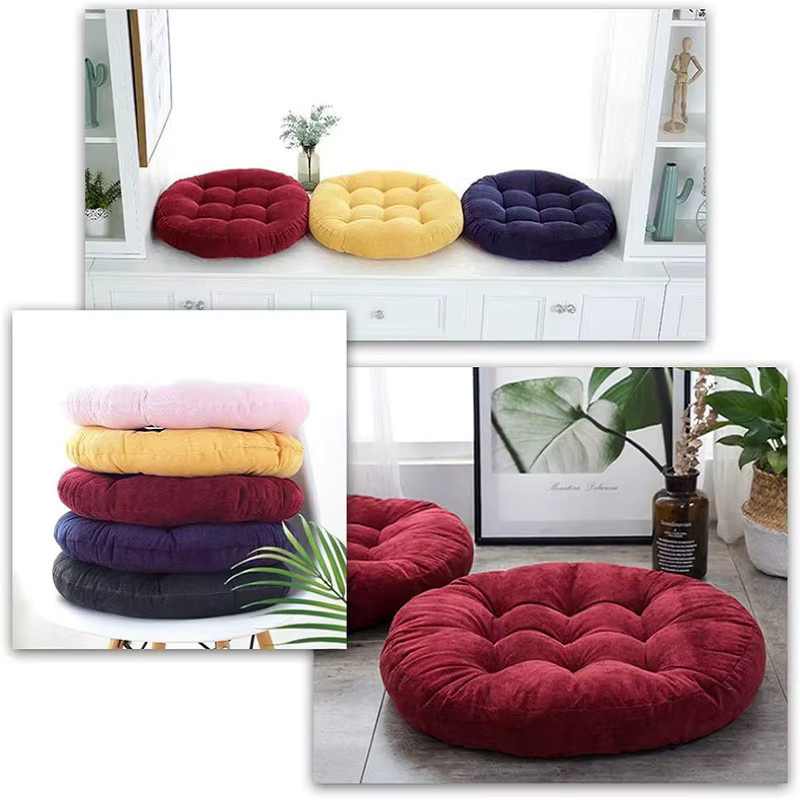 Inyahome Rundes Bodenkissen aus Cord für Meditation und Yoga, Grün - Bild 2
