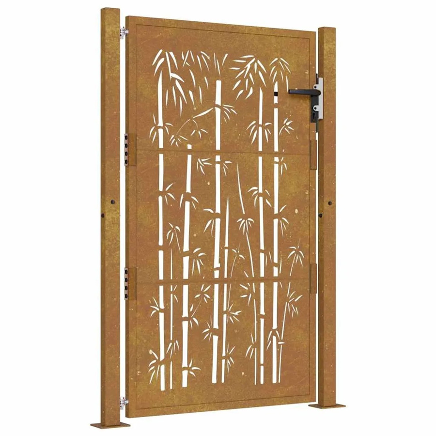 vidaXL Gartentor aus Cortenstahl in Braun mit Bambus-Design, B: 110 cm, H: 155 cm - Bild 2