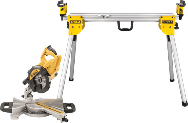 DeWalt Kombi-Set aus DWS774-QS Kappsäge und DE7033-XJ Sägeständer in Gelb - Bild 1