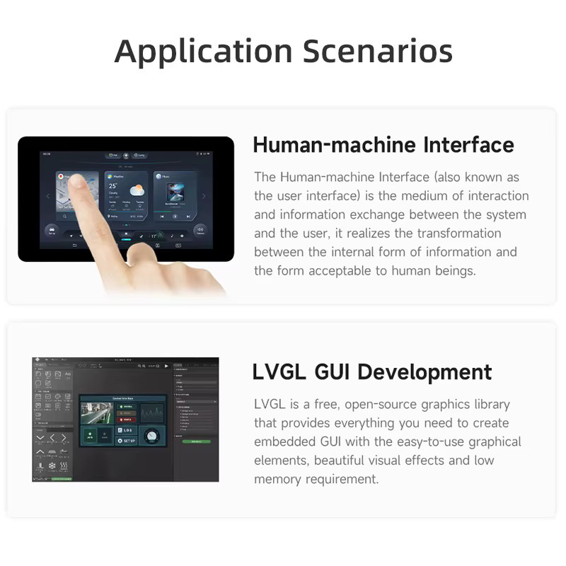 SHCHV ESP32-S3 7-Zoll-Touchscreen-Entwicklungsboard mit Xtensa LX7 Dual-Core-Prozessor, 8M Flash, WiFi und Bluetooth 5 in Schwarz - Bild 4