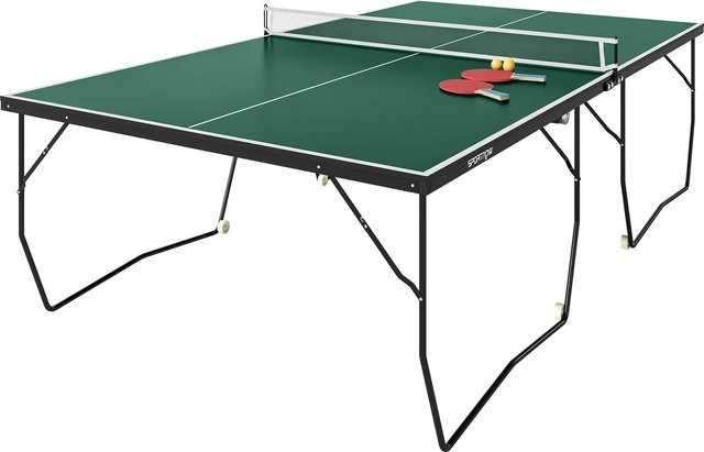 SPORTNOW Indoor Tischtennisplatte klappbar in Grün mit Rollen und Zubehör aus Stahl und MDF, B/T/H: 274 x 152,5 x 76 cm - Bild 1
