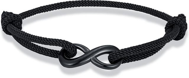 Unendlichkeitsarmband, geflochtenes Seilarmband, Edelstahl, schwarz, Unisex - Bild 1