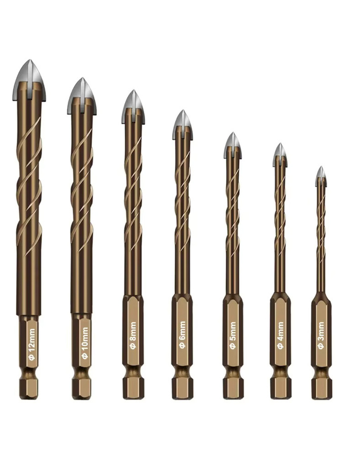 7-teiliges PMMJ Kreuzfliesenbohrer-Set mit Sechskantschaft für Glas, Zement, Metall, Keramik, Holz und Kunststoff - Bild 6