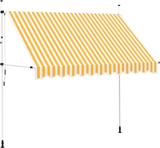 vidaXL Einziehbare Markise handbetrieben, Orange/Weiß Gestreift, Breite: 300 cm - Bild 1