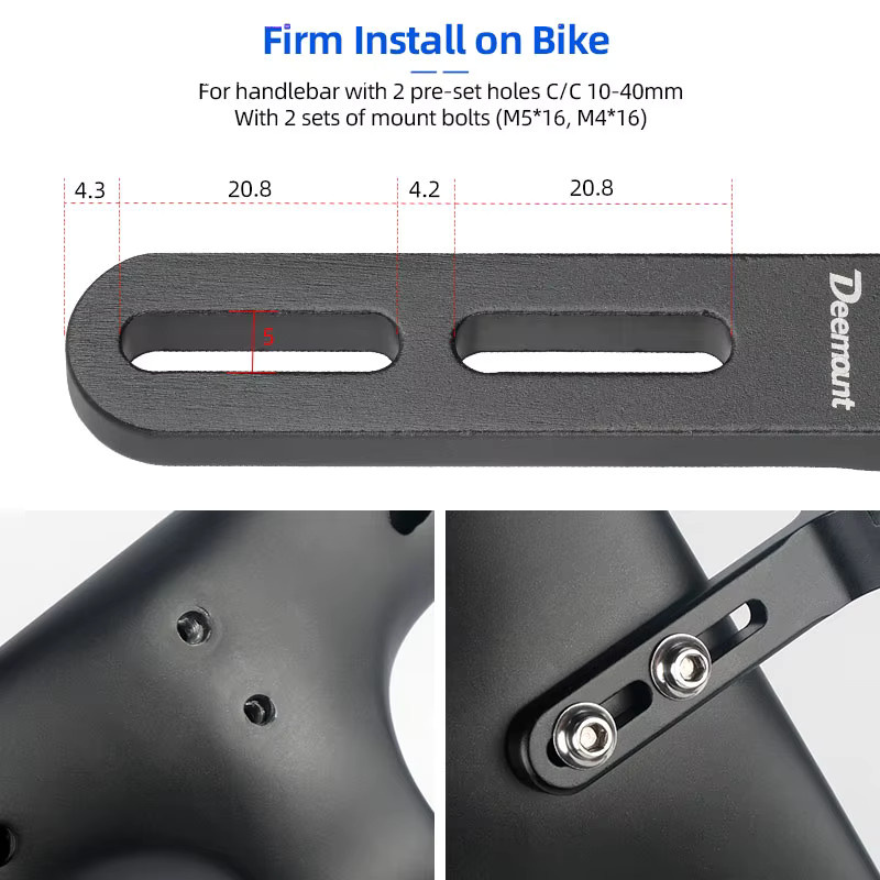 Deemount Fahrradcomputer-Halterung Doppel-GoPro aus Legierung in Schwarz für Licht und Actionkamera passend für Garmin und Wahoo - Bild 5