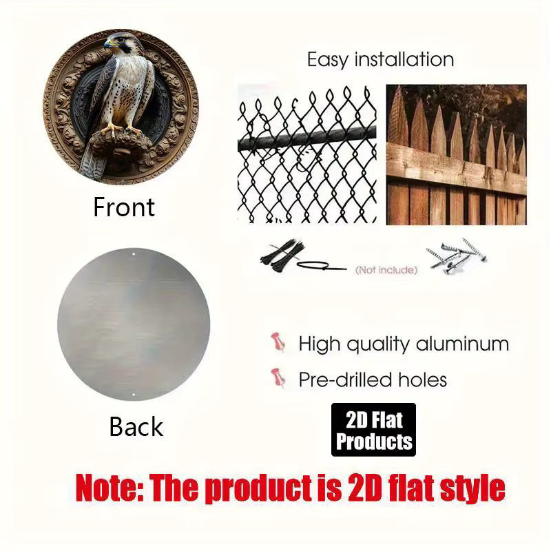 HELLOYOUNG Valkyrie Aluminium Adler Metall-Wandschild, rundes Wohndekor in Weiß, Durchmesser: 20,32 cm - Bild 3
