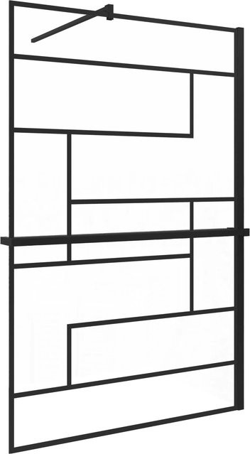 AICA Walk In Duschwand NANO Glas mit Gitter-Dekor in Schwarz, B: 100 cm, H: 200 cm - Bild 1