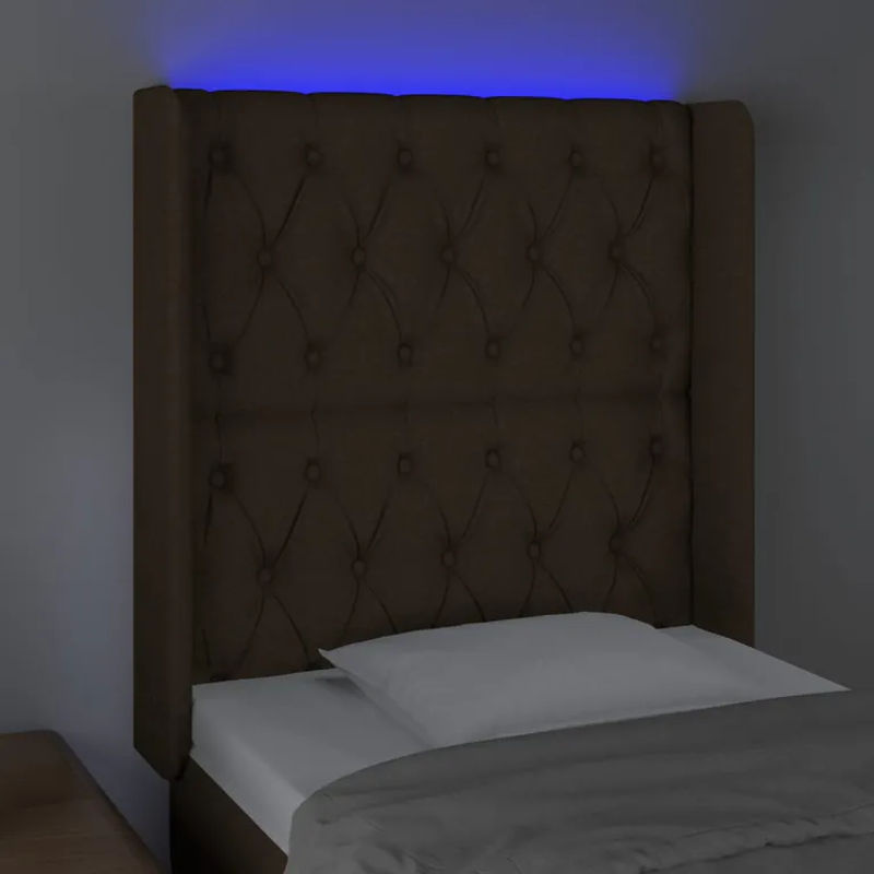vidaXL LED Kopfteil Dunkelbraun mit USB-Ladeport und integrierter Beleuchtung, gepolstert, B: 83 cm, T: 16 cm, H: 118-128 cm - Bild 3
