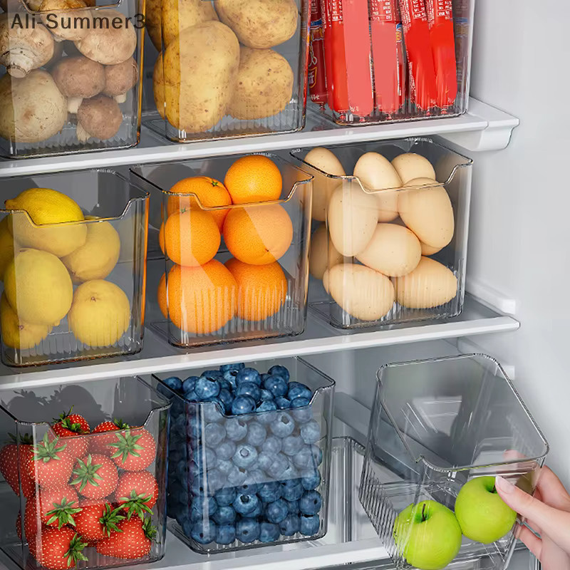 Transparente Kühlschrank Organizer Boxen aus Kunststoff für Obst, Gemüse und Gewürze - Bild 3