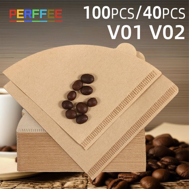 PERFFEE Kaffee-Papierfilter ungebleicht braun, 40 Stück, Kegelfilter für Tropfkaffee - Bild 1