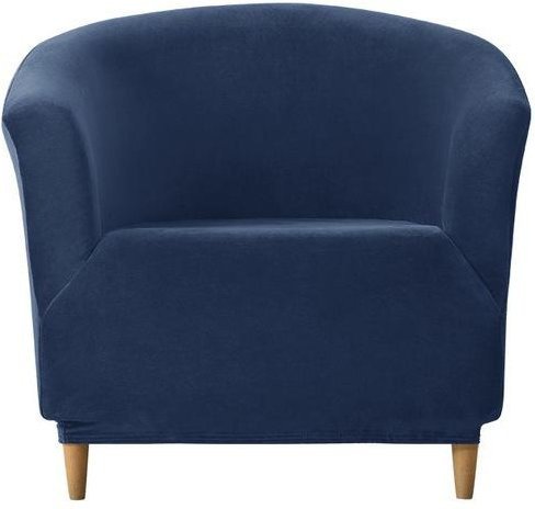 Yiran Furniture Stretch-Samt-Abdeckung für Clubsessel, halbkreisförmig, Schonbezug für Sessel und Chaiselongue, Navy Blau - Bild 1