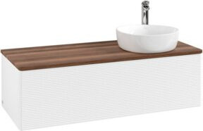 V&B Waschtischunterschrank Antao mit Frontstruktur und Beleuchtung, Farbe: Weiß, B/T/H: 120 x 50 x 50 cm - Bild 1