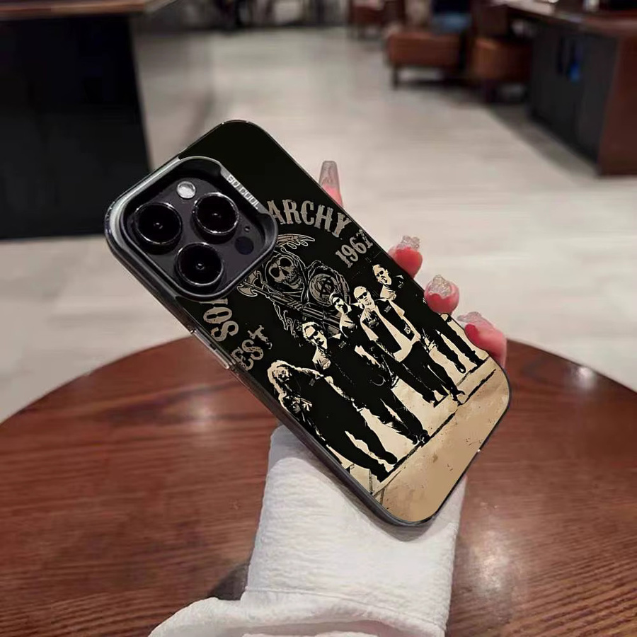 Mesuca Handyhülle Sons of Anarchy Design für iPhone 11 bis 17 Pro Max Plus X XR XS, Stoßfeste Bumper-Hülle, Mehrfarbig - Bild 4