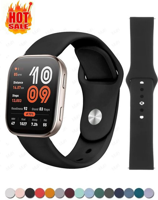Uhrenarmband NEY, Silikon, Schwarz, für Amazfit Bip, GTS, GTR - Bild 1