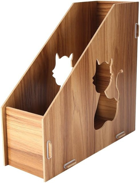 TOMTOP JMS Büro Organizer in Katzenform für Dokumente und Magazine, braun, B: 24,0 cm, T: 10,0 cm, H: 1,0 cm - Bild 1