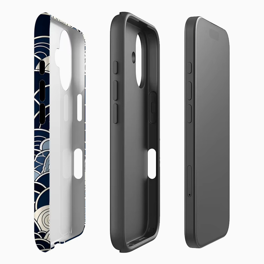 Cloud Handyhülle mit Wellenmuster für Apple iPhone 17 16 15 14 13 12 11 Pro Max Plus in Blau mit doppelschichtiger Rückseite - Bild 2