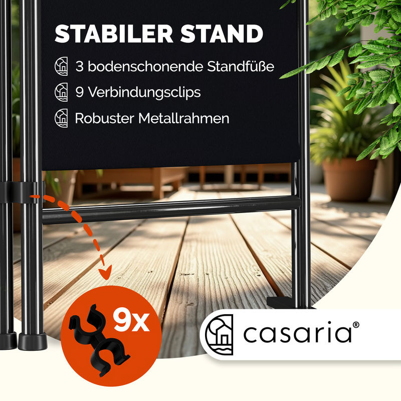 Casaria Paravent Lucca Schwarz Matt B/H: 180 x 163 cm - Bild 2