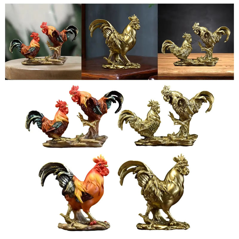 Dekorative Hahn Skulptur aus Harz von Homyl als Glücksbringer-Figur für Schreibtisch und Tischdekoration - Bild 7
