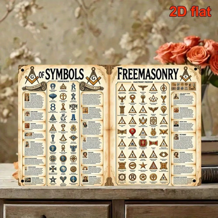 CIFBUY Freimaurerei-Wandschild aus Metall in Beige mit 35. Grad Emblem und Kompass, B/H: 20,3 x 30,5 cm - Bild 3