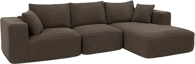 MCW Sofa-Garnitur P20 in Braun mit Cord-Bezug und Liegefläche rechts - Bild 1
