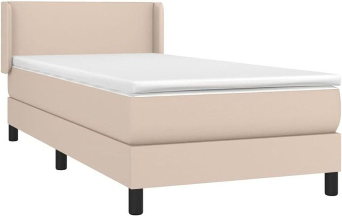 vidaxl Boxspringbett mit Matratze aus Kunstleder in Braun, B/T/H: 200 x 80 x 83 cm - Bild 1
