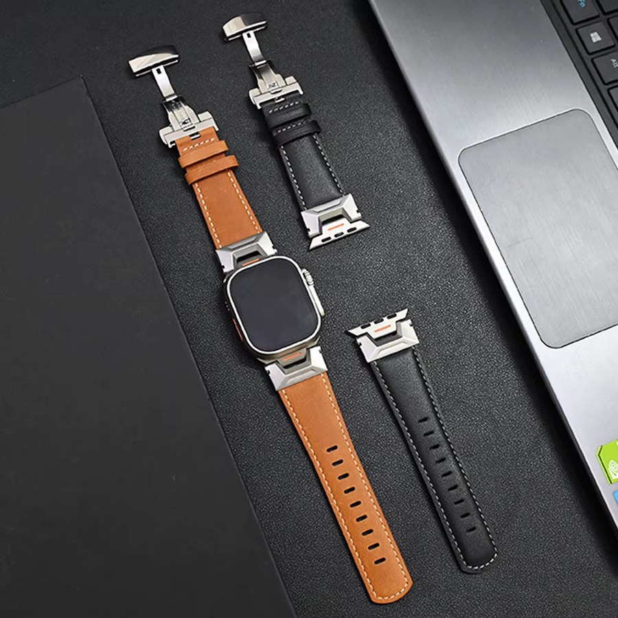 Uhrenarmband Leder, Schwarz, Unisex - Bild 4
