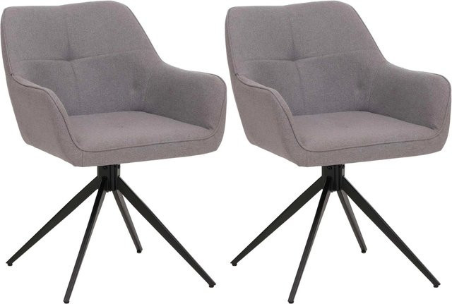 CHEFGASTRO Esszimmerstuhl 2er-Set in Hellgrau aus Stoff und Textil, B: 80 cm, T: 53 cm, H: 59 cm, Sitzhöhe: 41 cm - Bild 1