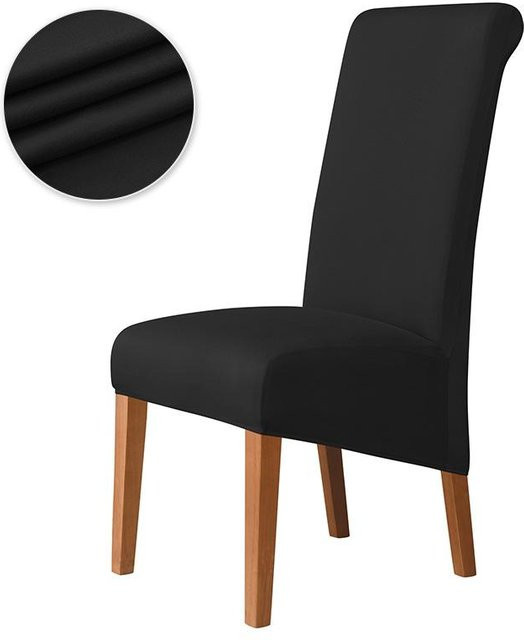 Yiran Furniture Esszimmerstuhlbezug aus elastischem Polyester in Schwarz, B/T/H: 21 x 19 x 1 cm - Bild 1