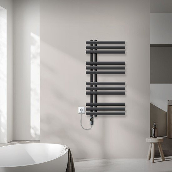 LuxeBath Badheizkörper Iron EM Anthrazit mit Digitalanzeige und 600W Heizstab, B/H: 50 x 100 cm - Bild 1