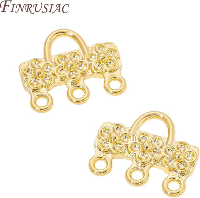 FINRUSIAC Ohrringverbinder, 18K vergoldet, Blumen-Taschenform, Damen - Bild 1