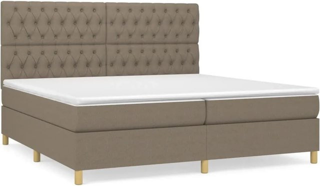vidaXL Boxspringbett Hybrid mit Matratze und Taschenfedern, Farbe Taupe (Beige/Grau), B/T/H: 200 x 200 x 128 cm - Bild 1