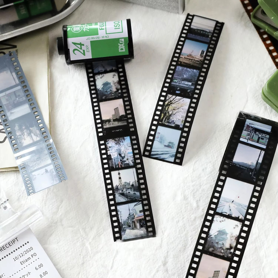 Retro-Film PET-Klebeband für Scrapbooking und Journaling, B/B: 25 mm x 2 m, Mehrfarbig - Bild 3