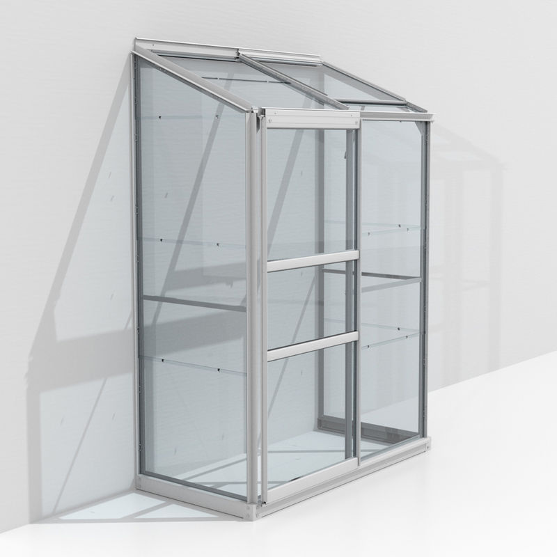 Vitavia Anlehn-Gewächshaus Styx 900 in Silber mit ESG-Glas und Aluminiumrahmen, B/H/T: 130,6 x 182,3 x 68,8 cm - Bild 4